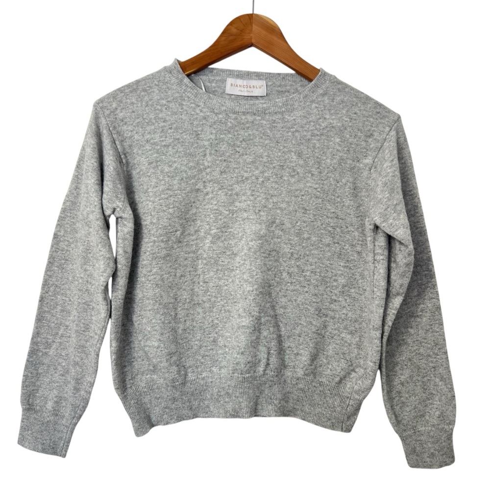 Bianco & blu Gray Wool Cashmere Silk Blend Preppy Polished Sweater Size SP Italy